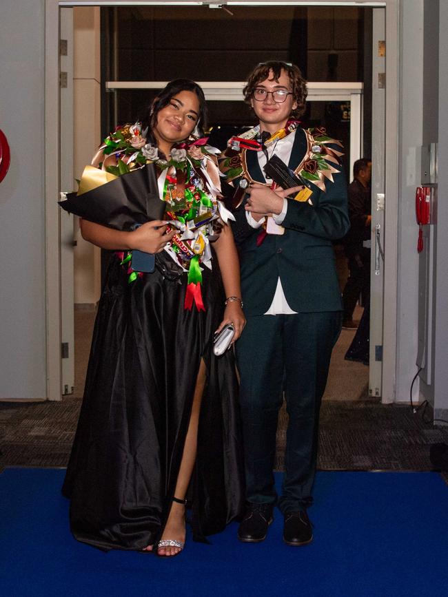 Lawanna Bruce and Nikora Potoka at the Year 12 School formals of Darwin High School at Darwin Convention Centre, Darwin. Picture: Pema Tamang Pakhrin.