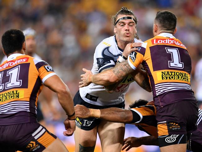 Ethan Lowe was strangely quiet against the Broncos. Picture: AAP