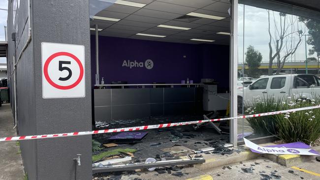 A driver smashed their car through Alpha Car Hire’s Tullamarine office on Monday morning. Picture: Adam Daunt