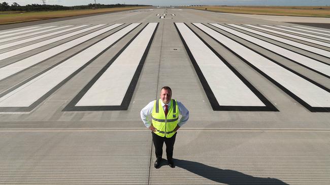 Gert-Jan de Graaff, Chief Executive Officer of Brisbane Airport Corporation, on the finished second runway last year. Picture: Lyndon Mechielsen/The Australia