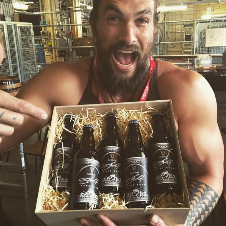 Jason Momoa in Dublin, “Just brewed the first ever. MOMOA brew. The Mano. The first sour. From Guinness. Come down and try. I’m officially blown away love u.” Picture: Instagram