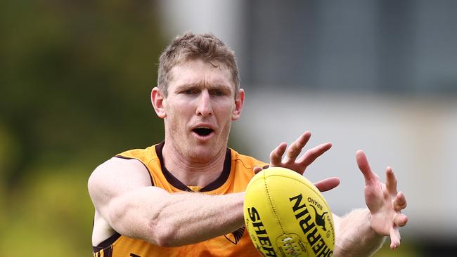 Hawthorn will be without Ben McEvoy in the coming months after he sustained a neck fracture at training. Picture: Michael Klein