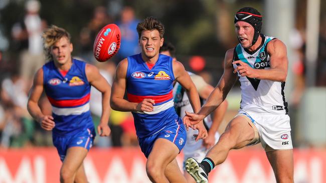 Ebert against the Bulldogs in Whyalla. (Photo by Matt Turner/AFL Photos via Getty Images)