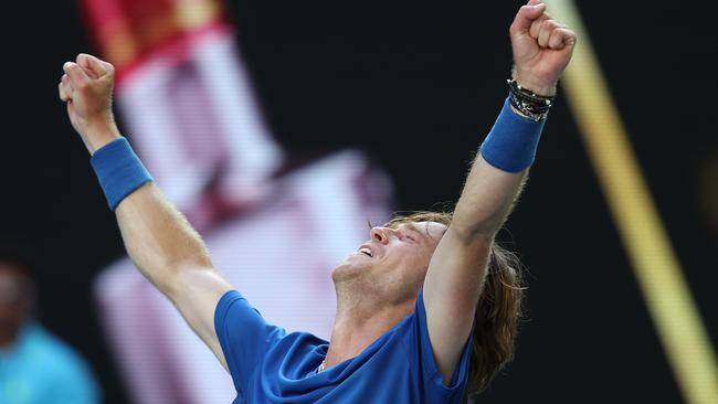 Rublev celebrates. Picture: Getty Images