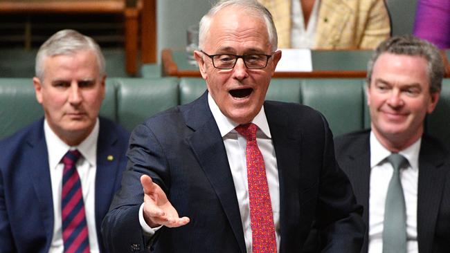 Prime Minister Malcolm Turnbull during Question Time in the House of Representatives at Parliament House in Canberra, Monday, August 13, 2018. (AAP Image/Mick Tsikas) NO ARCHIVING