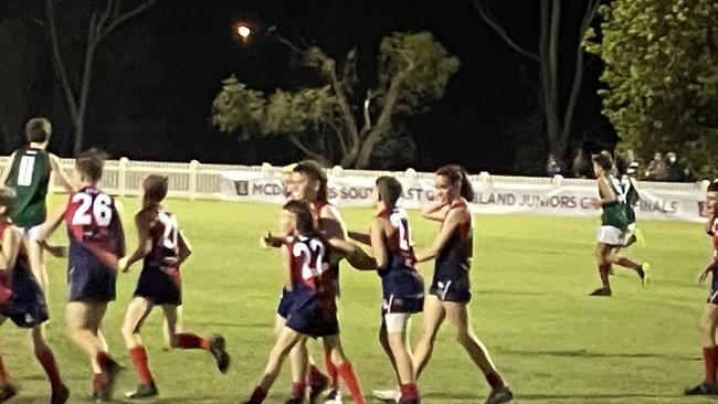 North Lakes celebrate hitting the front against Hawks.