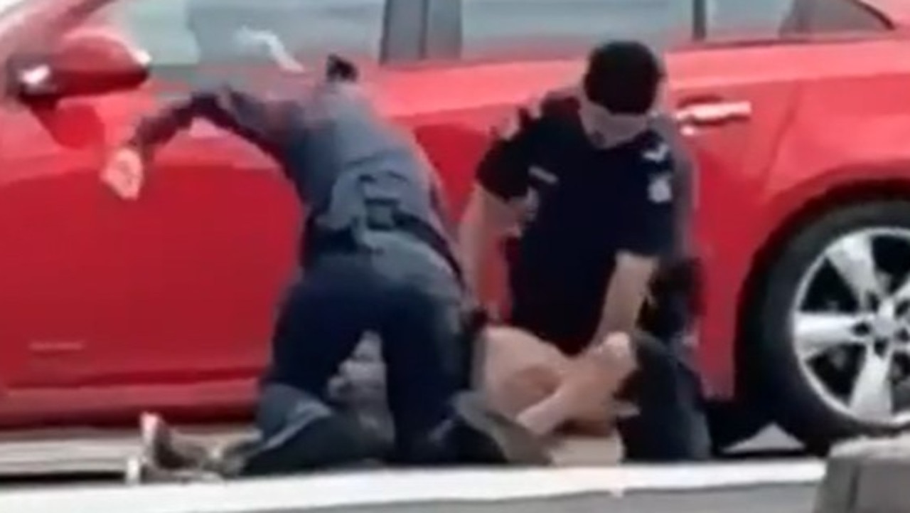 The officer throws three punches. Picture: Supplied