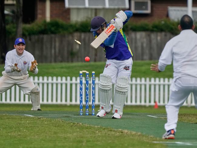 Castled: Victoria’s Kyle Parrott is bowled. Picture: Valeriu Campan