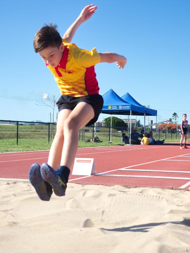 Long jump young guns compete at the Mackay Athletics Summer Series. November 20th, 2021. Picture: Marty Strecker