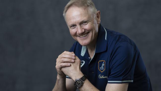 BRISBANE, AUSTRALIA - JUNE 26:  Joe Schmidt poses during an Australia Wallabies Portrait Session on June 26, 2024 in Gold Coast, Australia. (Photo by Chris Hyde/Getty Images for ARU)