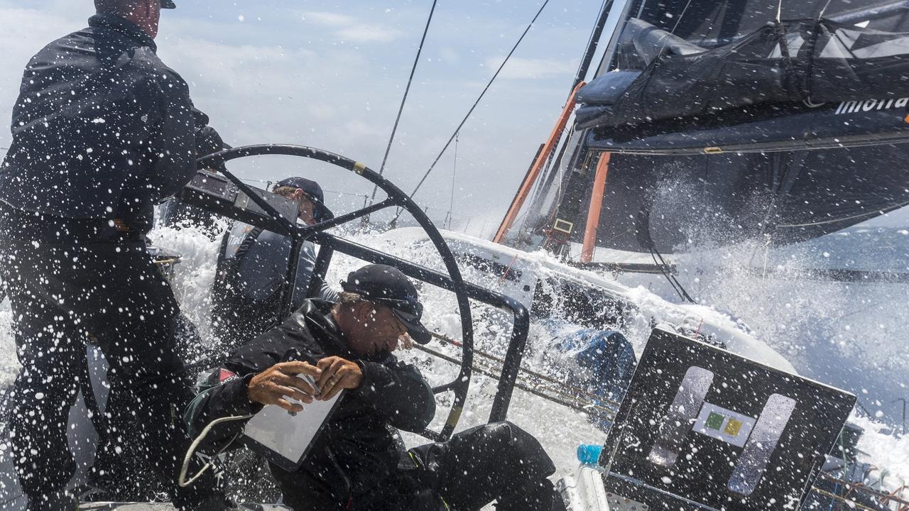 The supermaxi InfoTrack out training in big winds and seas ahead of the Boxing Day race. Pic: Andrea Francolini