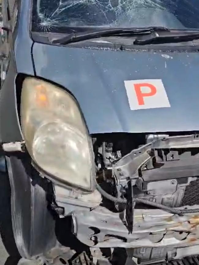 The teenager’s car was vandalised while he was in custody.