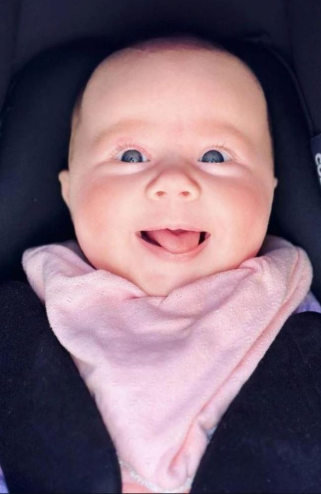 Grant Hackett's new daughter Olympia showing off her big smile. Picture: Instagram