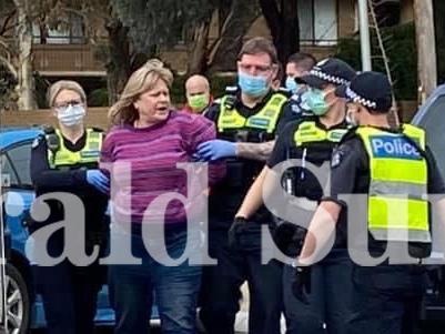 Anti-masker arrested after an assault at a Frankston cafe today. Picture: Supplied