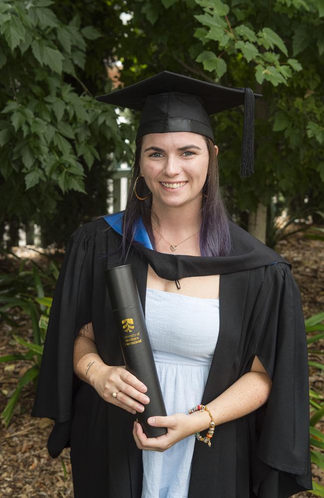 Bachelor of Nursing graduate Rakiya Thomas at a UniSQ graduation ceremony at Empire Theatres, Tuesday, February 13, 2024. Picture: Kevin Farmer