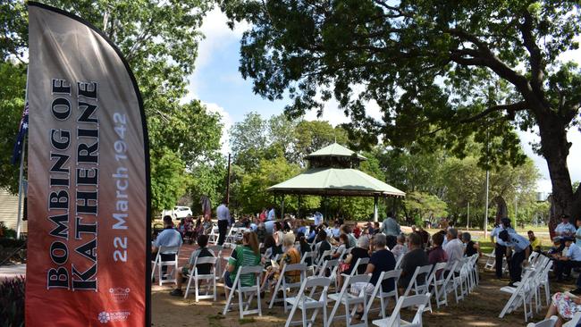 About 150 people attended a commemoration ceremony today for the 79th anniversary of the Bombing of Katherine. Picture: Katherine Town Council