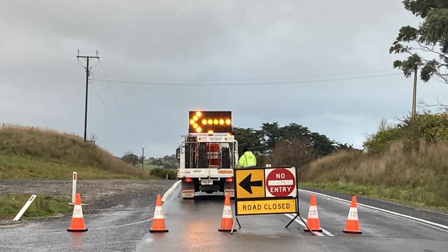 Emergency crews leaving the scene from Thursday night’s fatal crash on, OB Flat just outside Mount Gambier. Picture:Arj Ganesan