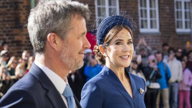 COPENHAGEN, DENMARK - MAY 4: Queen Mary of Denmark and King Frederik X of Denmark attend church service in connection with the 80th anniversary of Denmark's liberation in Vor Frue Church on May 4, 2025 in Copenhagen, Denmark. (Photo by Martin Sylvest Andersen/Getty Images)
