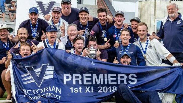 Carlton celebrates its 2018-19 premiership. Picture: Arj Giese