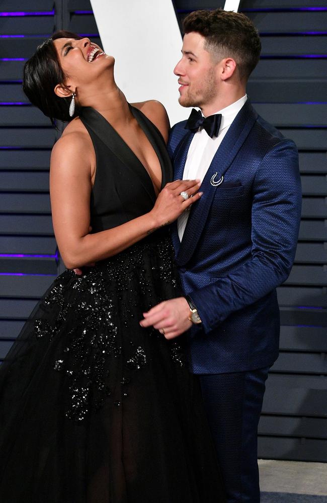 Priyanka Chopra and Nick Jonas attend the 2019 Vanity Fair Oscar Party hosted by Radhika Jones at Wallis Annenberg Center for the Performing Arts on February 24, 2019 in Beverly Hills, California. Picture: Dia Dipasupil/Getty Images