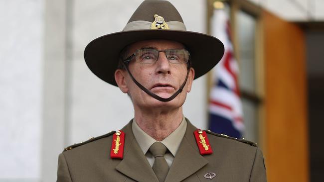 CANBERRA, AUSTRALIA NewsWire Photos - SEPTEMBER 16, 2021: Australian Prime Minister Scott Morrison spoke to media at a press conference at Parliament House in Canberra. The Chief of the Defence Force General Angus Campbell joined the PM at the press conference.Picture: Newswire/Gary Ramage