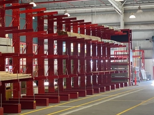 Empty timber shelves at Bunnings in Maribyrnong, Melbourne, on May 28. Picture: Twitter/@Mark_G_Davies