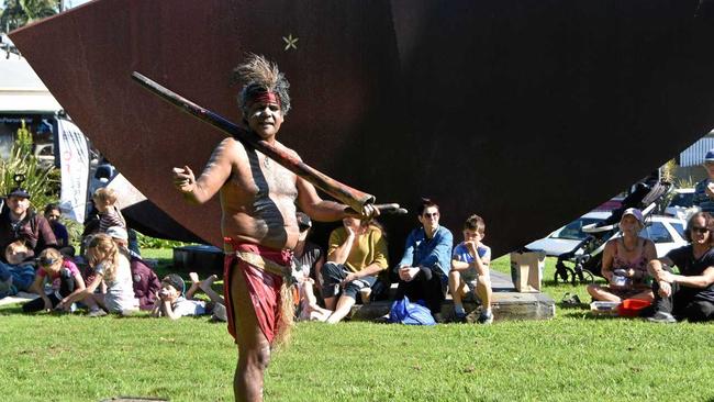 Gubbi Gubbi dancer Lyndon Davis at Cooroy&#39;s Butter Factory Arts Centre NAIDOC Week celebrations. Picture: Caitlin Zerafa