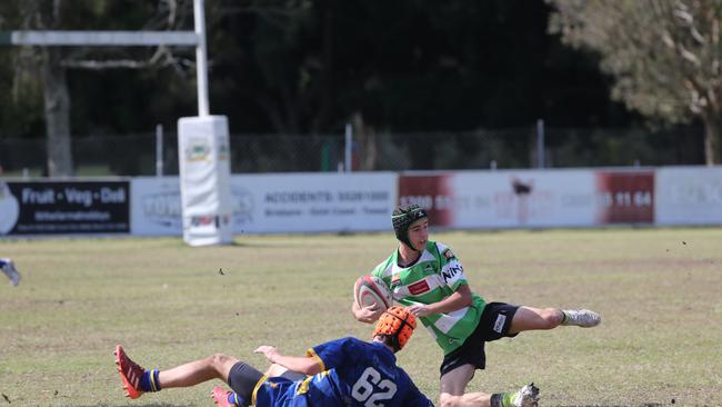 Action galleries of the junior rugby union grand finals, match played at Surfers Paradise Home Ground. Gold Coast Eagles Vs Currumbin Alligators under 16s division. Picture Mike Batterham