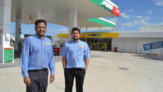 Night Owl franchisees Naveen Bolla and Praveen Pakalapati at the new Thuringowa Central outlet in Townsville.