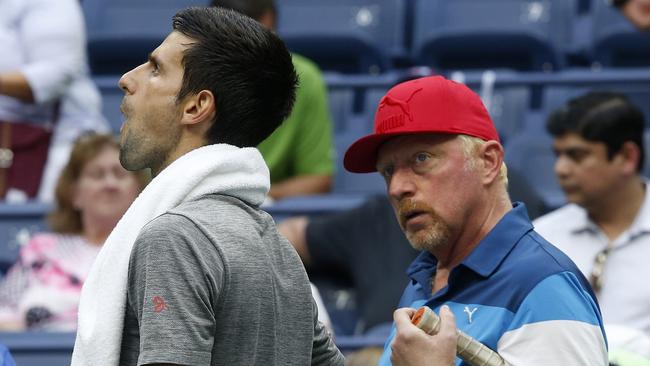 Novak Djokovic working with Boris Becker at September’s US Open.