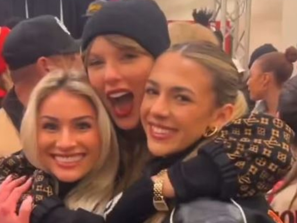 Taylor Swift partied with fellow WAGs Macie Bozeman (left) and Layla Murray (right) afterwards. Picture: Supplied