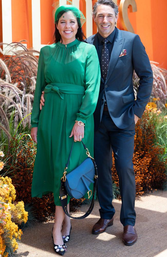 Nicole and Billy Slater kitted out for a previous Magic Millions race day. Picture: Luke Marsden.