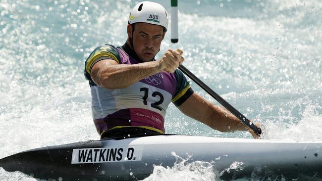 TOKYO, JAPAN - JULY 25: Daniel Watkins of Team Australia competes in the Men's Canoe Slalom Heats 1st Run on day two of the Tokyo 2020 Olympic Games at Kasai Canoe Slalom Centre on July 25, 2021 in Tokyo, Japan. (Photo by Adam Pretty/Getty Images)