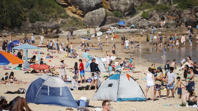 COVID coverage on the Northern Beaches. Freshwater beach was very busy with beach goers. Photo: Tim Pascoe