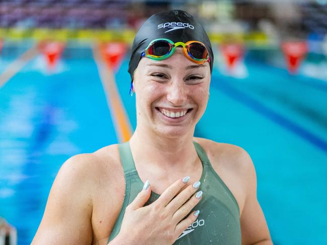 Mollie O'Callghan pictures from Queensland swimming titles. Sunday's 100m backstroke heats.Picture: Wade Brennan (Swimming Queensland)