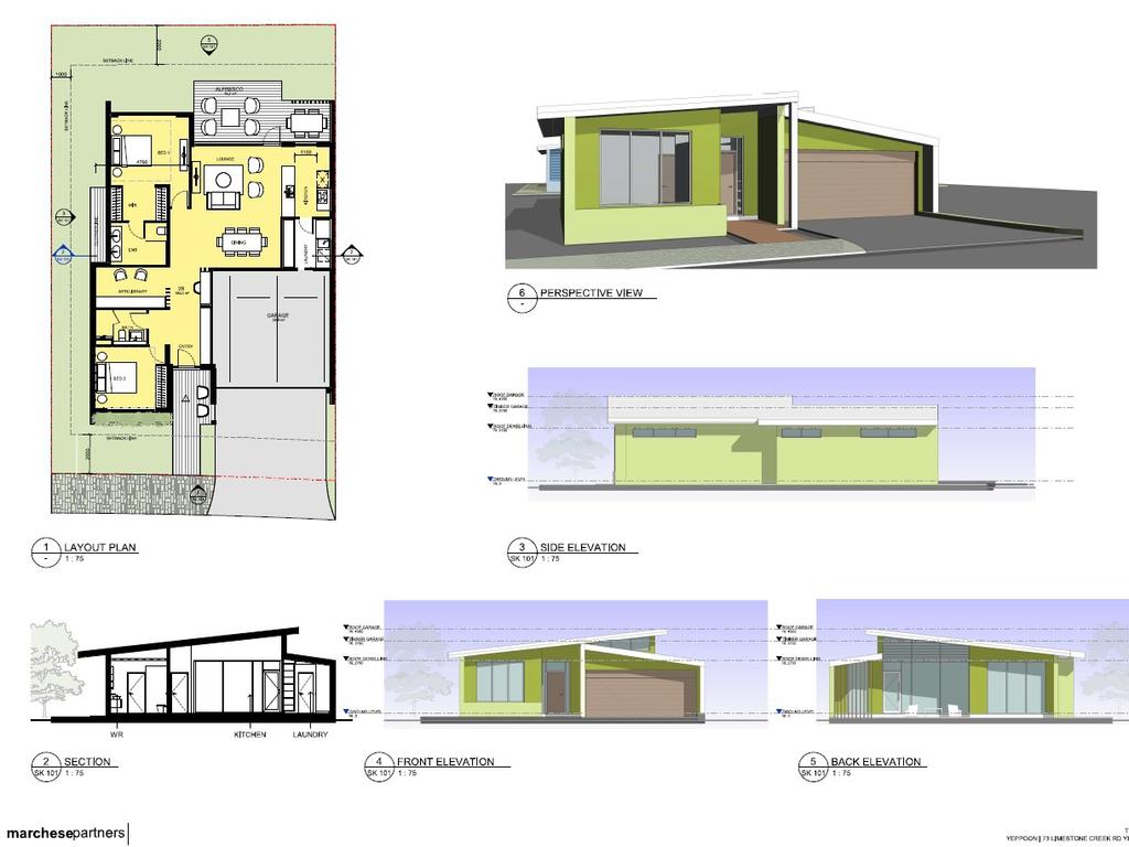 Renders of two-bedroom homes for the development.