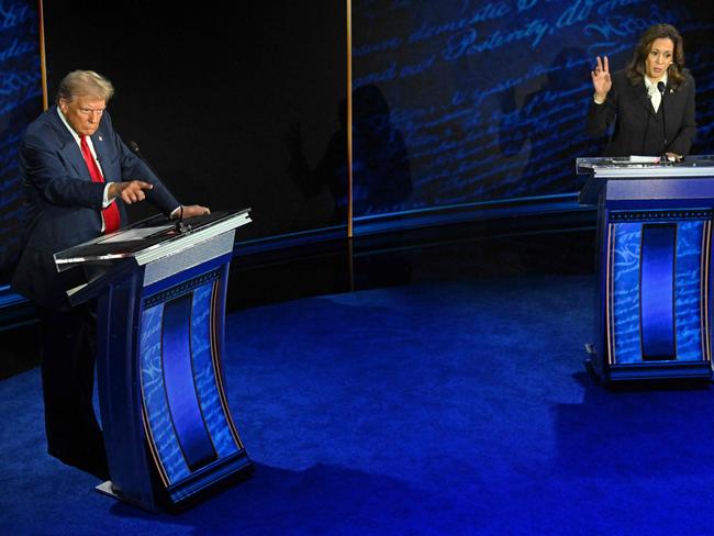 Donald Trump and Kamala Harris during the debate at the National Constitution Center in Philadelphia. Picture: Saul Loeb (AFP)