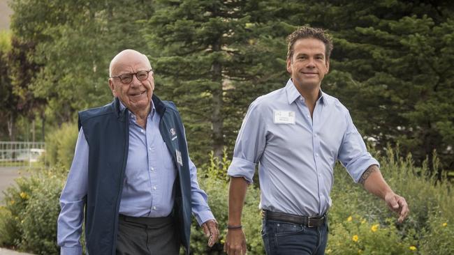 Rupert Murdoch with his son Lachlan Murdoch. Picture: Bloomberg News