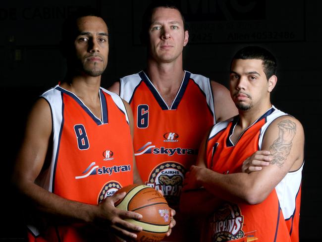 Pictured (l-r): Aaron Grabau, Martin Cattalini and Kerry Williams at the Bendigo Bank Basketball Centre.