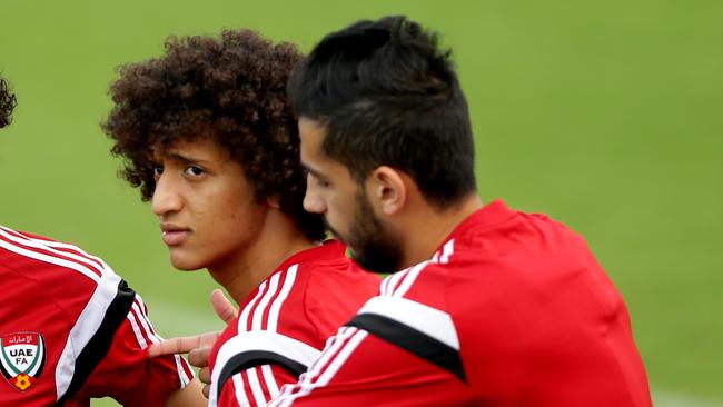 UAE's Omar Abdulrahman and team mates during UAE's training session at No. 2 Sports Ground,Newcastle .Picture Gregg Porteous