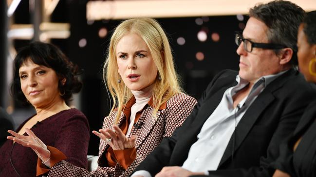 Susanne Bier, Nicole Kidman, Hugh Grant of "The Undoing" in January in California. Picture: Amy Sussman