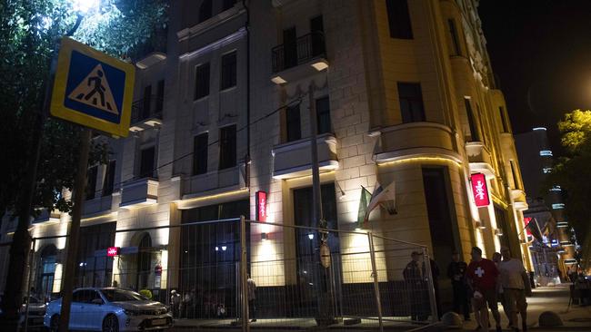 Policemen guard around a hotel housing the Saudi Arabia's national team in Rostov-on-Don