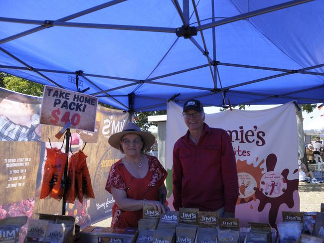 (From left) Cathie and Jim Tanner from Jim's Jerky enjoying their Sunday at the Murphys Creek Chilli Festival. Picture: Isabella Pesch