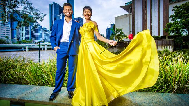 Beauty and the Beast leads Brendan Xavier (Beast) and Shubshri Kandiah (Belle), in a Velani Couture dress. Picture: Nigel Hallett