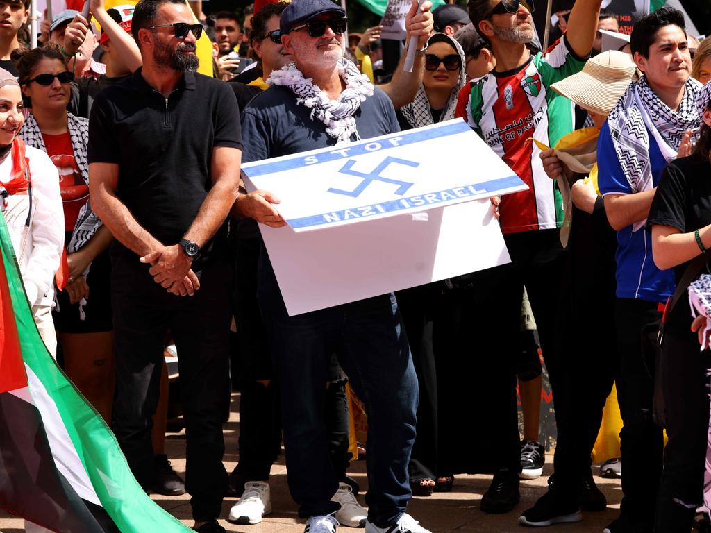 Alan Yazbek at the protest in Hyde Park, Sydney. Picture: Damian Shaw