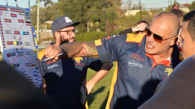 East Keilor coach Pat Christofi calls the shots. Picture: Rob Leeson