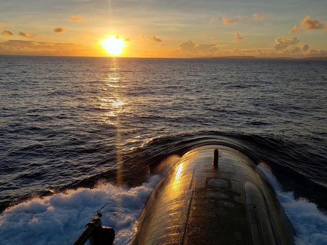 The US Navy Los Angeles class nuclear-powered submarine USS Key West on deployment in the Western Pacific.