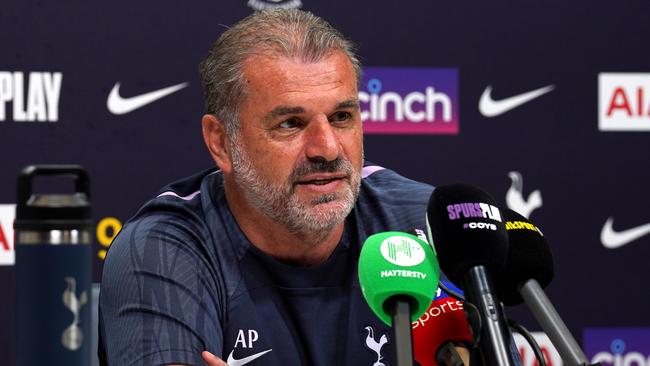 Tottenham Hotspur manager Ange Postecoglou during a press conference at Tottenham Hotspur Training Centre, London. Picture date: Monday July 10, 2023. (Photo by Lucy North/PA Images via Getty Images)