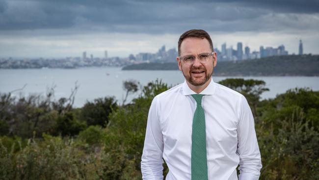 Andrew Bragg at North Head in February 2020. Bragg has been appointed the Liberal representative in Warringah until the election and was touring the Harbour Trust sites. (AAP Image / Julian Andrews).