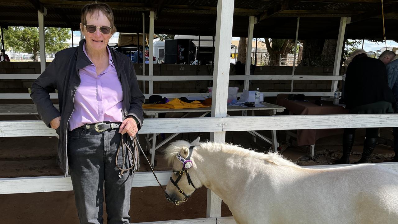 Jill Keates with Little Miss Luna, a miniature pony, who won Championship Pony at the Kingaroy Show on Saturday, May 3 2025.